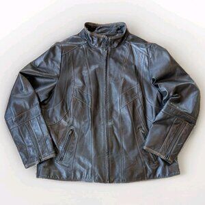 Danier Women’s Black Leather Jacket 2XL Plus-Size Moto-Style Thermolite XXL Coat